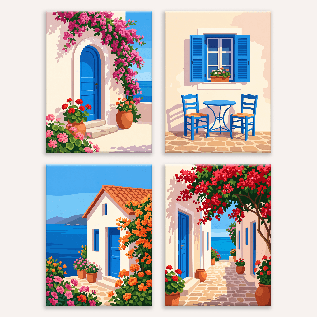 Griechischer Charme – 4er Mini-Set | Malen nach Zahlen