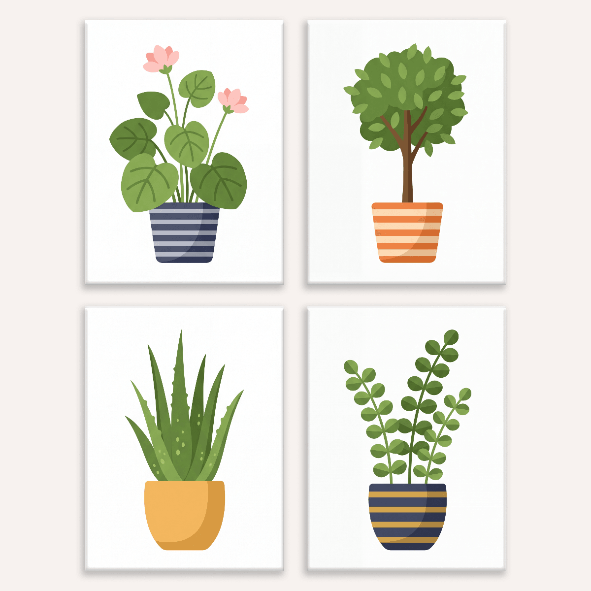 Zarte Blätter – 4er Mini-Set | Malen nach Zahlen