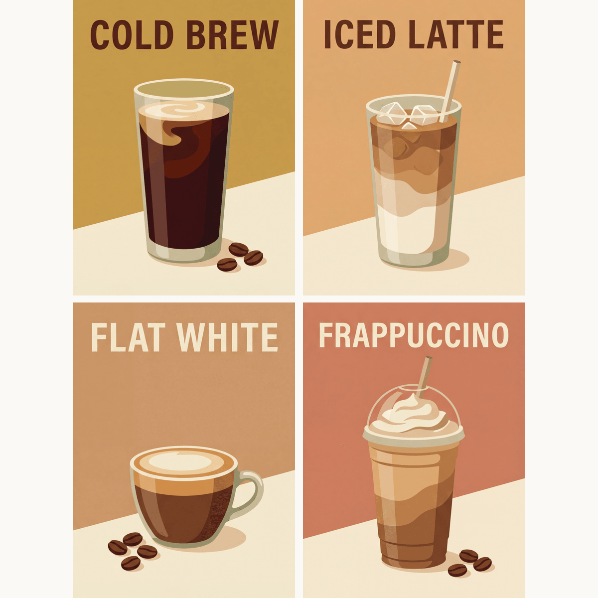 Eiskaffee-Bar – 4er Mini-Set | Malen nach Zahlen