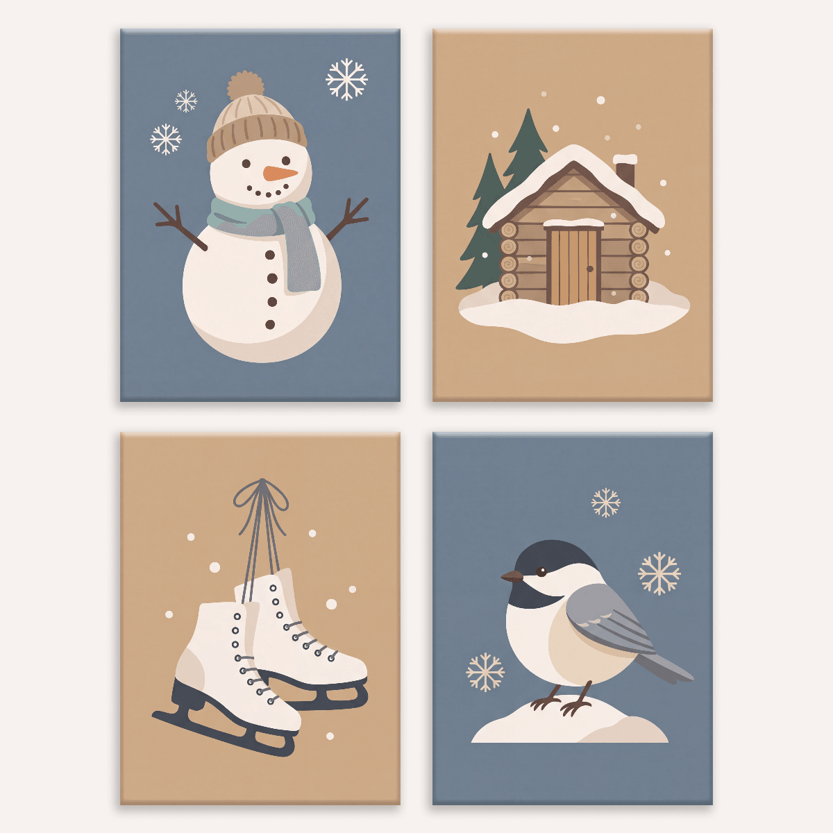 Gemütlicher Winter – 4er Mini-Set | Malen nach Zahlen