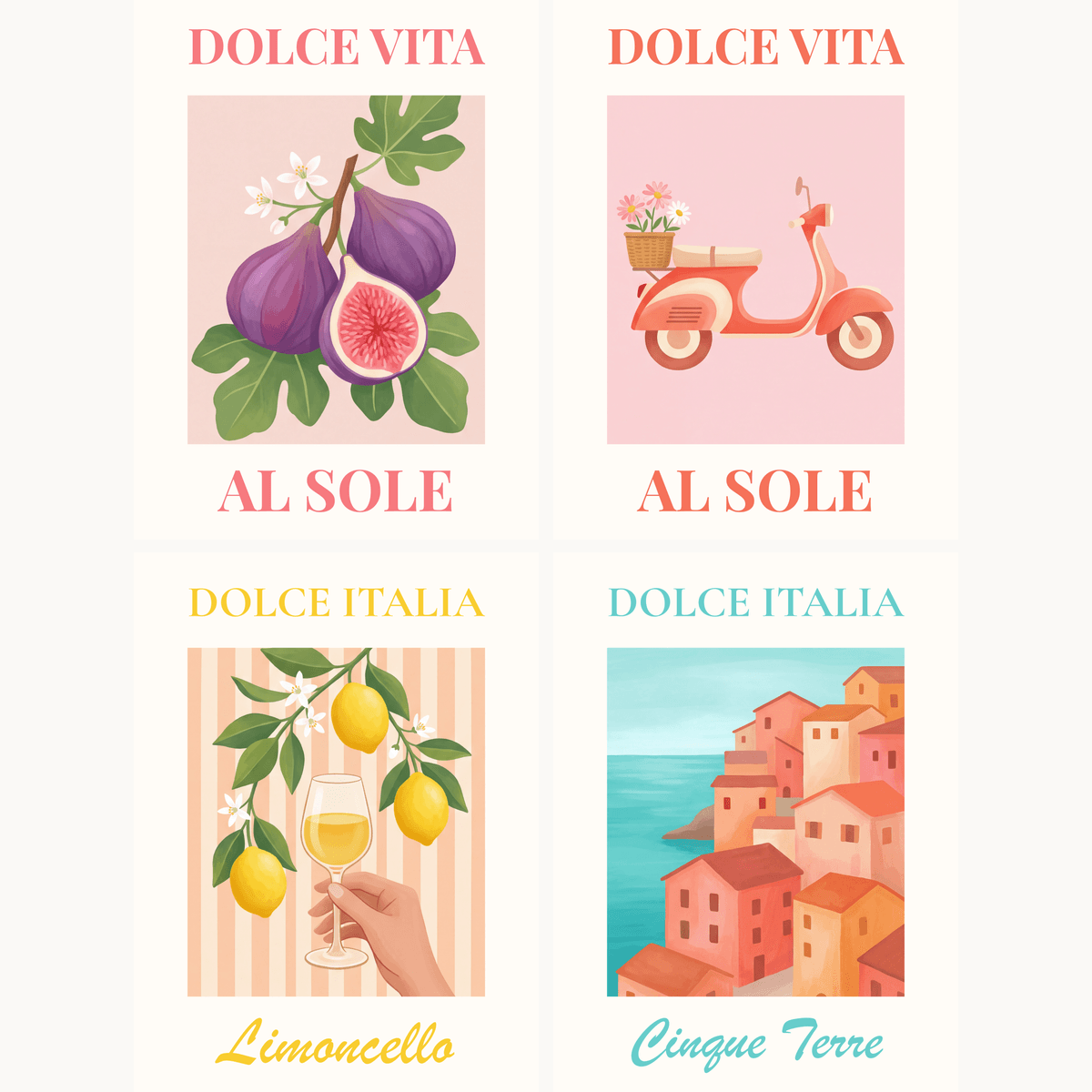 Dolce Vita – 4er Mini-Set | Malen nach Zahlen