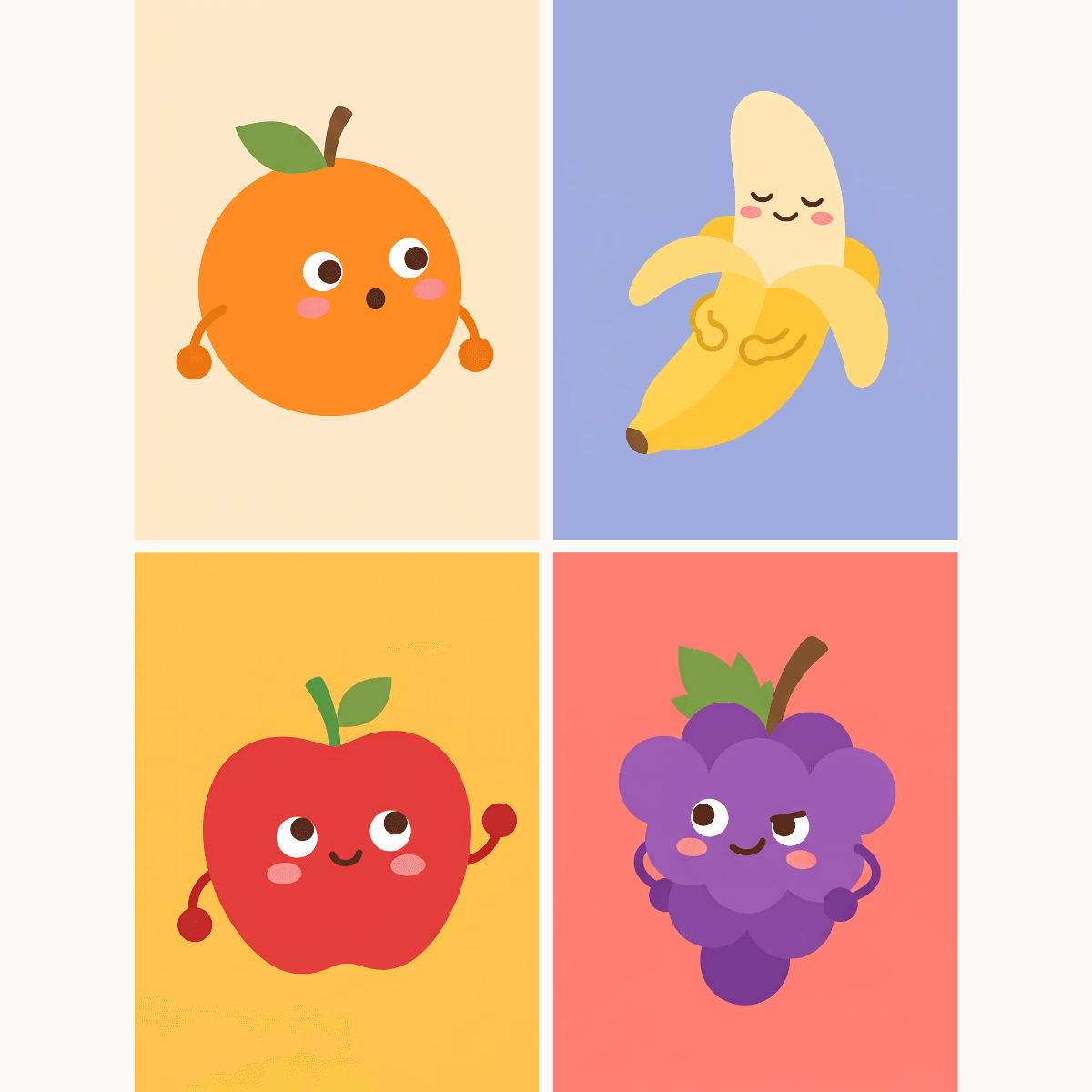 Fruchtfreunde – 4er Mini-Set | Malen nach Zahlen