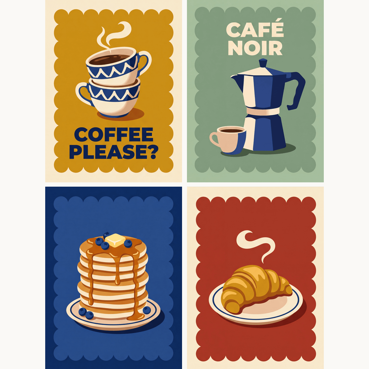 Kaffeehaus-Flair – 4er Mini-Set | Malen nach Zahlen