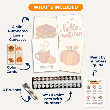 Herbstliche Umarmung – 4er Mini-Set | Malen nach Zahlen