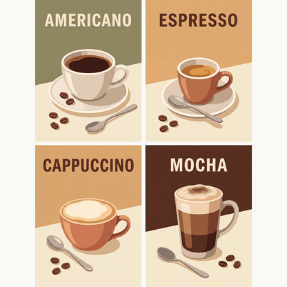 Kaffeekarte – 4er Mini-Set | Malen nach Zahlen