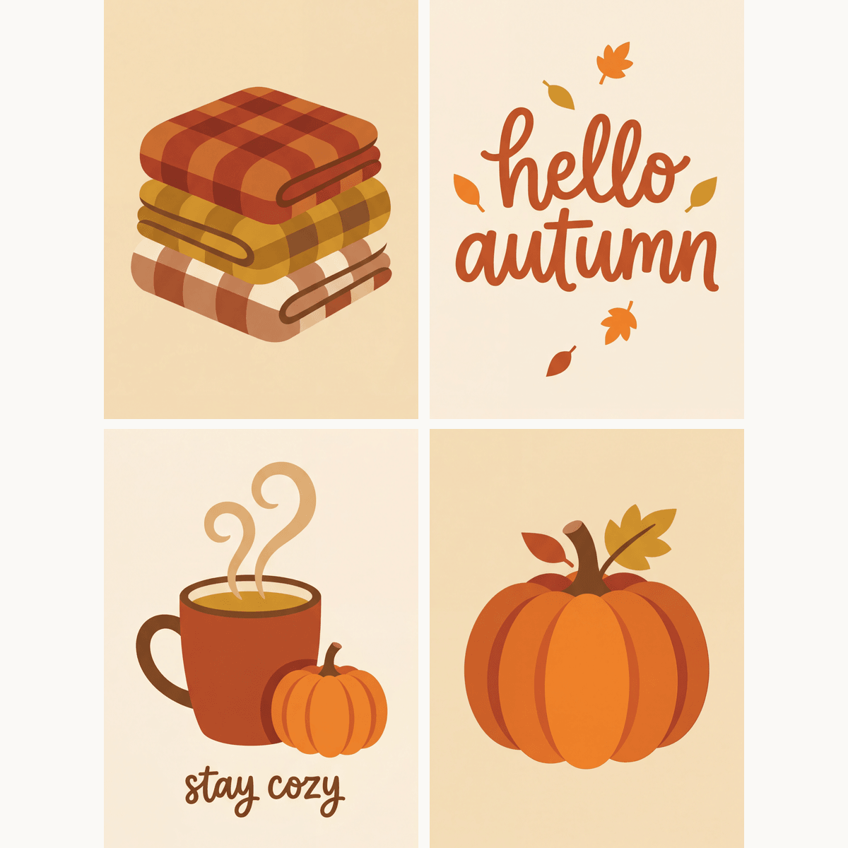Herbstliche Umarmung – 4er Mini-Set | Malen nach Zahlen