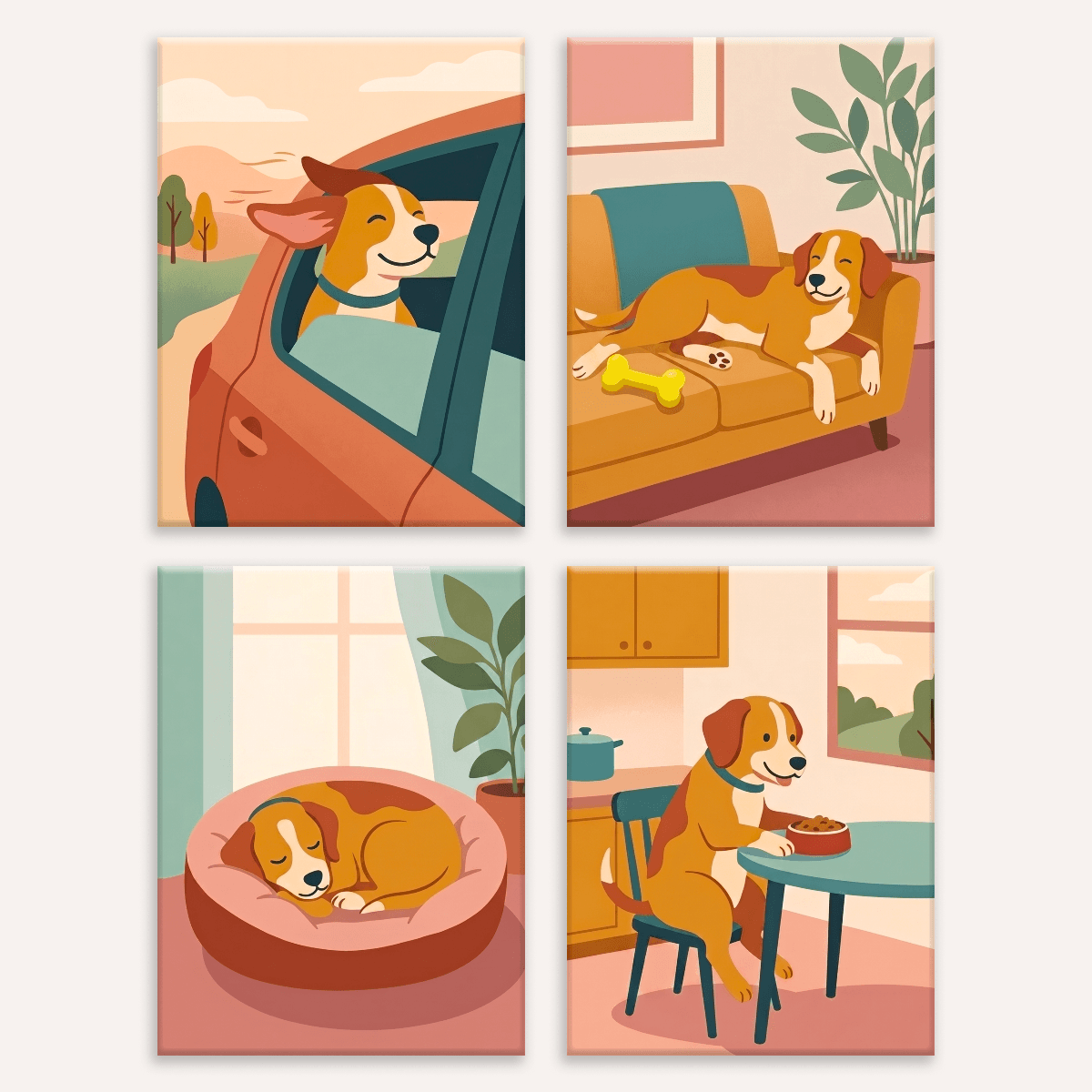 Hundetage – 4er Mini-Set | Malen nach Zahlen