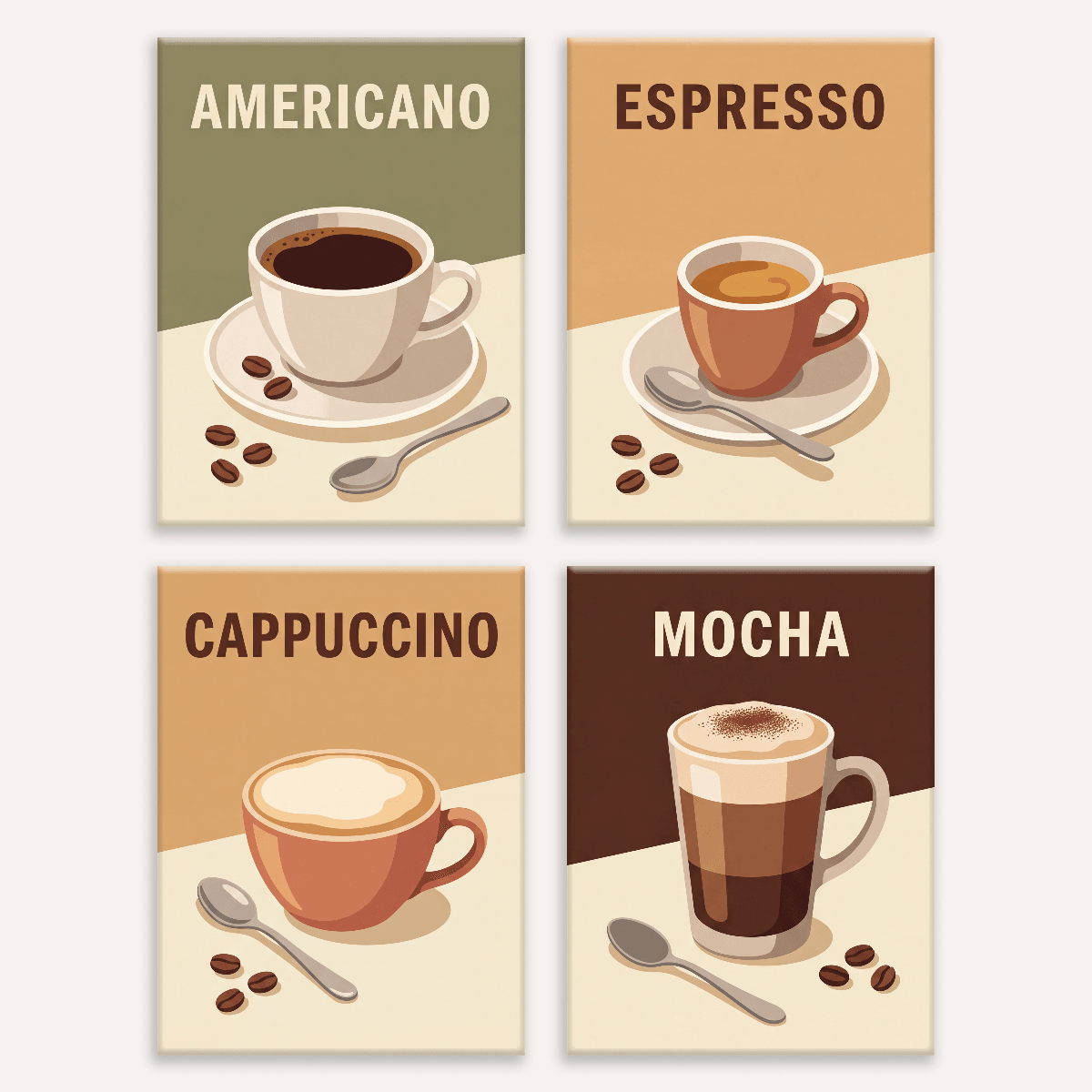 Kaffeekarte – 4er Mini-Set | Malen nach Zahlen
