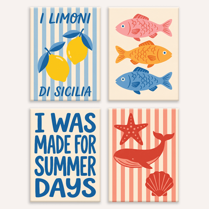 Für den Sommer gemacht – 4er Mini-Set | Malen nach Zahlen