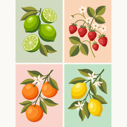 Obstgarten-Blüte – 4er Mini-Set | Malen nach Zahlen