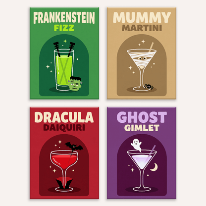 Geister und Grusel – 4er Mini-Set | Malen nach Zahlen