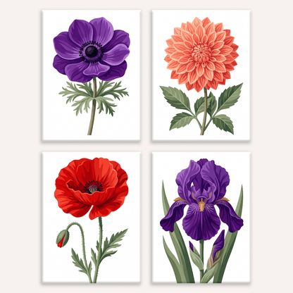 Wildblumen-Tagebuch – 4er Mini-Set | Malen nach Zahlen