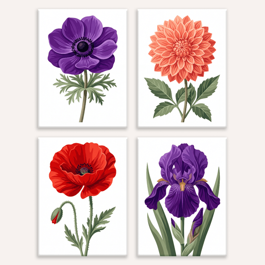 Wildblumen-Tagebuch – 4er Mini-Set | Malen nach Zahlen