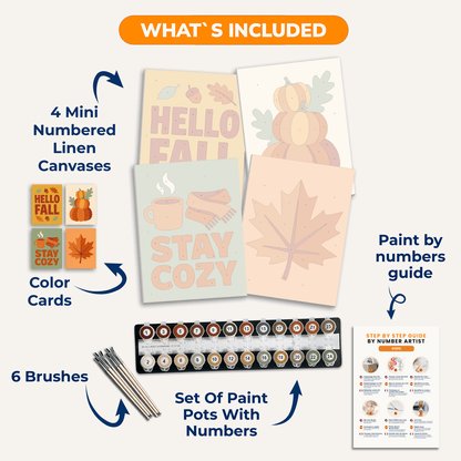 Hallo Herbst – 4er Mini-Set | Malen nach Zahlen