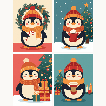 Kleine Winterfreude – 4er Mini-Set | Malen nach Zahlen