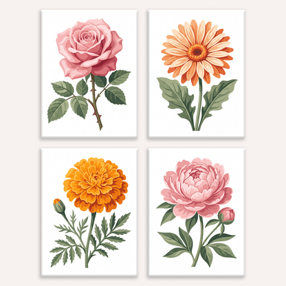Omas Garten – 4er Mini-Set | Malen nach Zahlen
