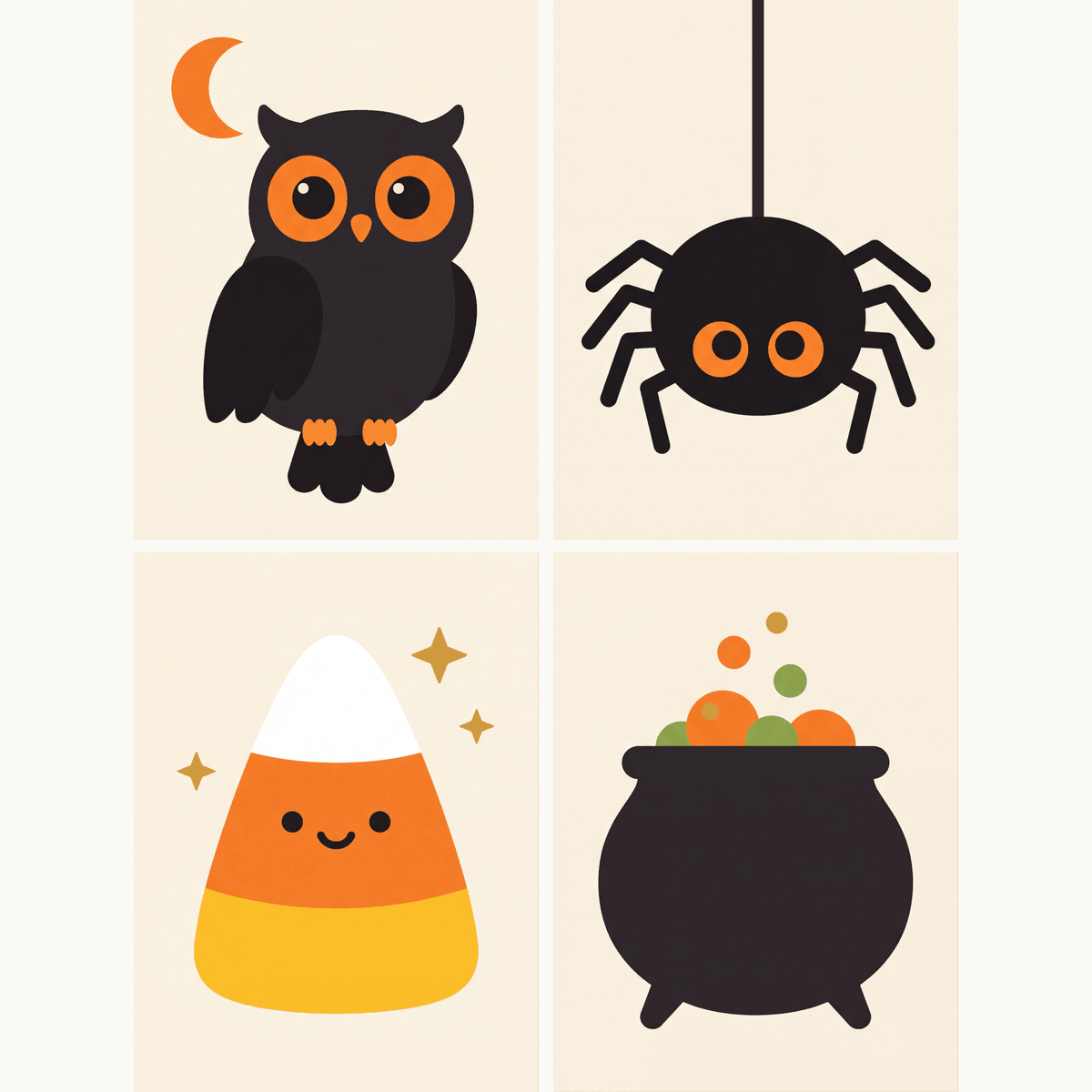 Halloween-Naschwerk – 4er Mini-Set | Malen nach Zahlen