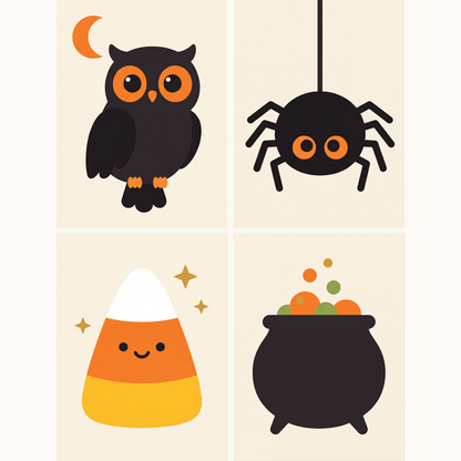 Halloween-Naschwerk – 4er Mini-Set | Malen nach Zahlen