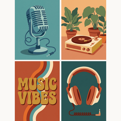 Musikstimmung – 4er Mini-Set | Malen nach Zahlen