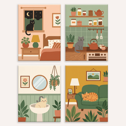Stille Zweisamkeit – 4er Mini-Set | Malen nach Zahlen