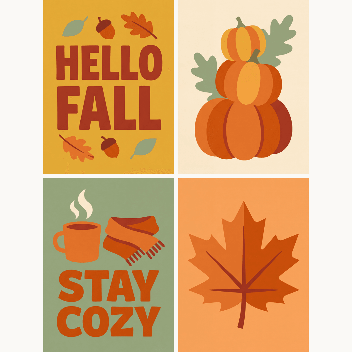 Hallo Herbst – 4er Mini-Set | Malen nach Zahlen