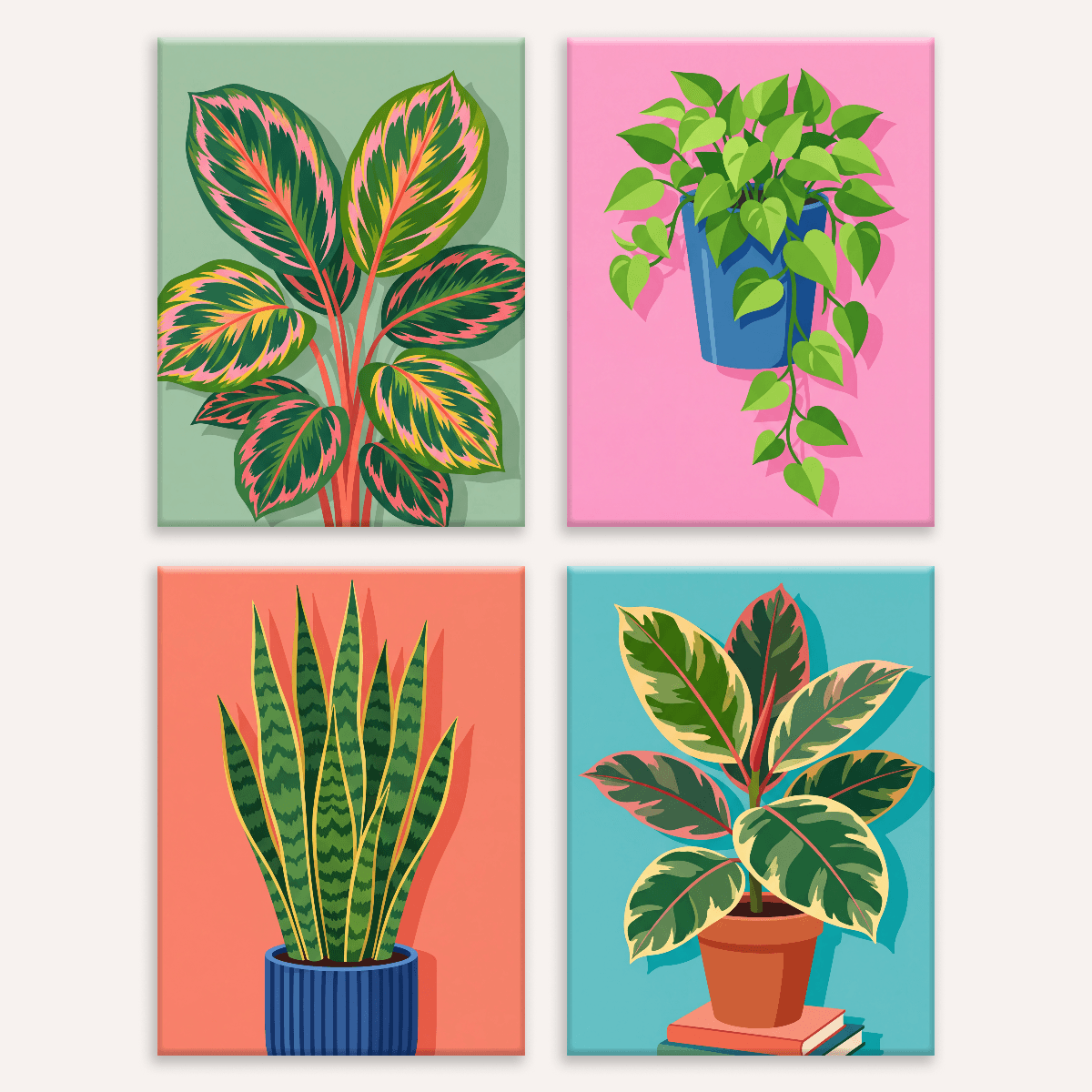 Ein Zuhause zum Wachsen – 4er Mini-Set | Malen nach Zahlen