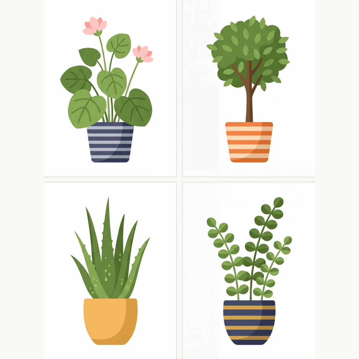 Zarte Blätter – 4er Mini-Set | Malen nach Zahlen
