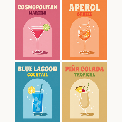Cocktail-Club Teil 2 – 4er Mini-Set | Malen nach Zahlen