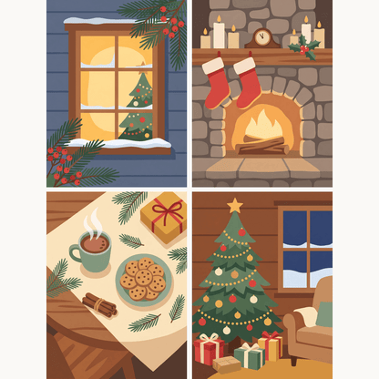 Kleine Weihnachtsfreude – 4er Mini-Set | Malen nach Zahlen