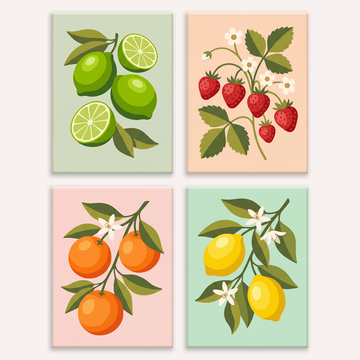 Obstgarten-Blüte – 4er Mini-Set | Malen nach Zahlen