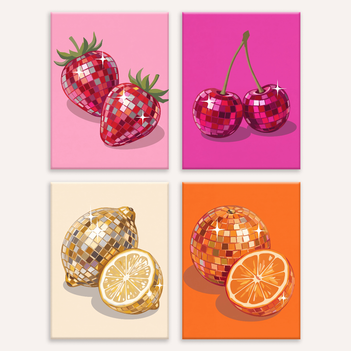 Frucht-Disco – 4er Mini-Set | Malen nach Zahlen