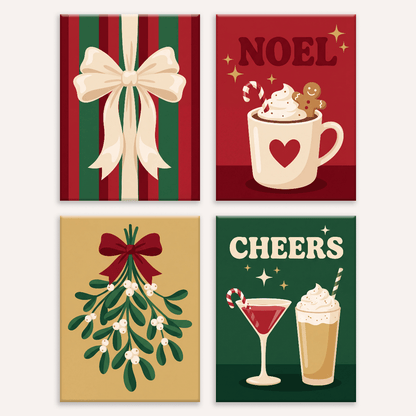 Weihnachtszeit – 4er Mini-Set | Malen nach Zahlen