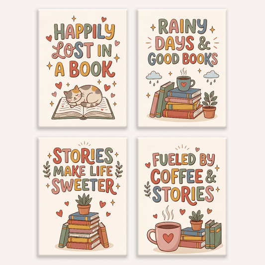 Bücherliebe – 4er Mini-Set | Malen nach Zahlen