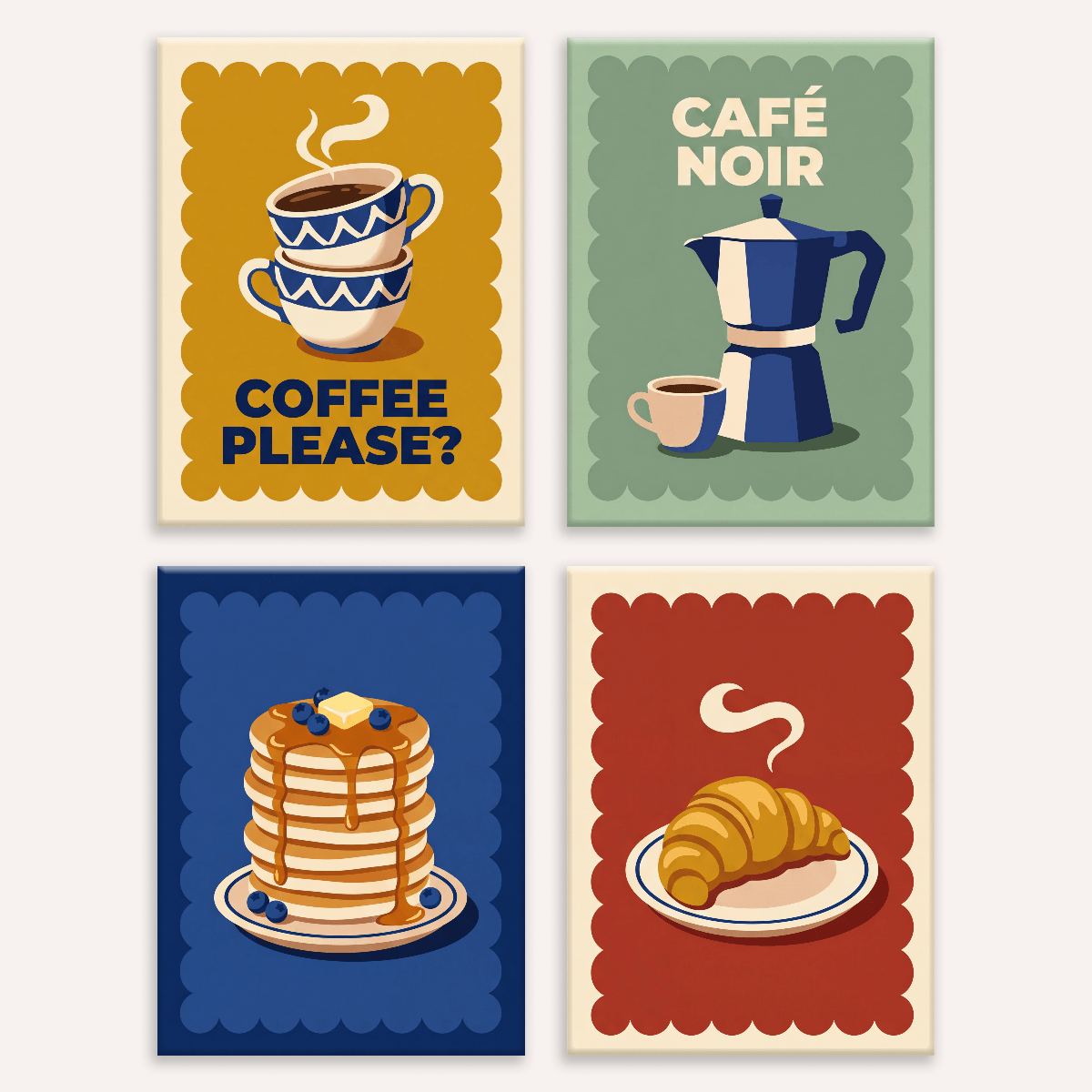 Kaffeehaus-Flair – 4er Mini-Set | Malen nach Zahlen