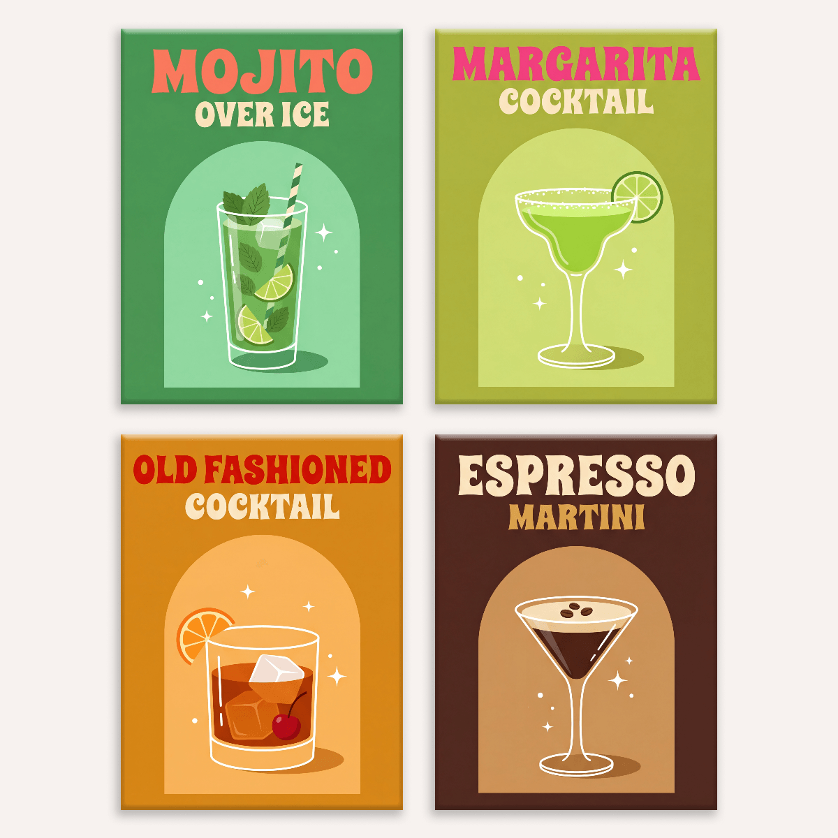 Cocktail-Club – 4er Mini-Set | Malen nach Zahlen