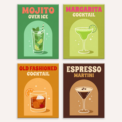 Cocktail-Club – 4er Mini-Set | Malen nach Zahlen