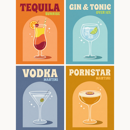 Cocktail-Club Teil 3 – 4er Mini-Set | Malen nach Zahlen