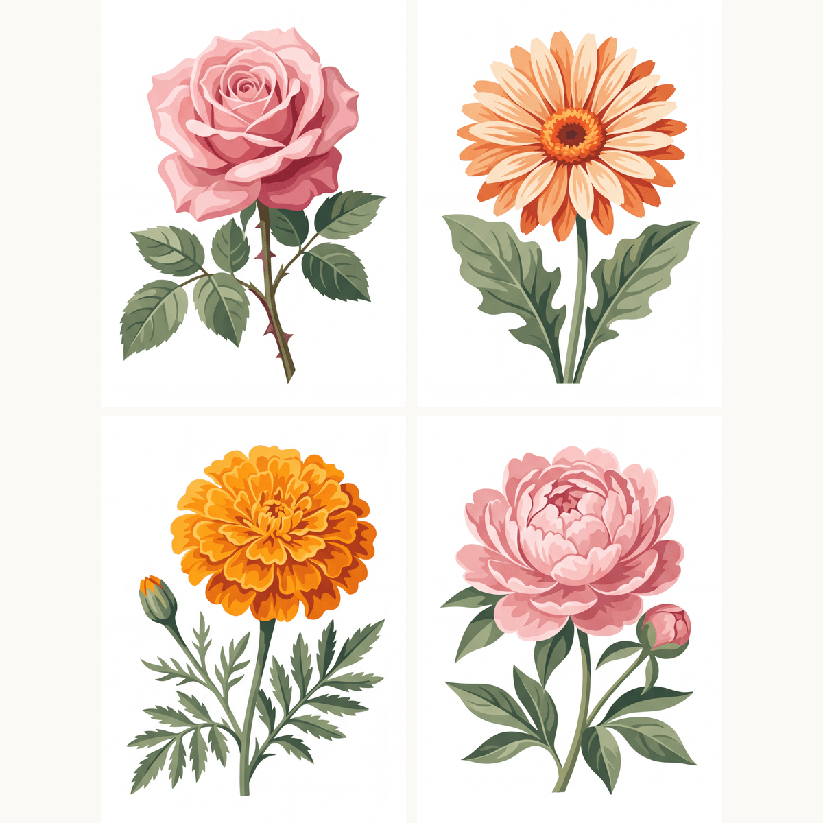 Omas Garten – 4er Mini-Set | Malen nach Zahlen
