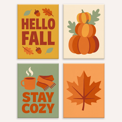Hallo Herbst – 4er Mini-Set | Malen nach Zahlen