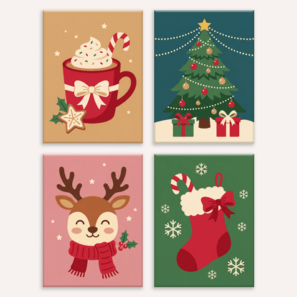 Weihnachtsstimmung – 4er Mini-Set | Malen nach Zahlen