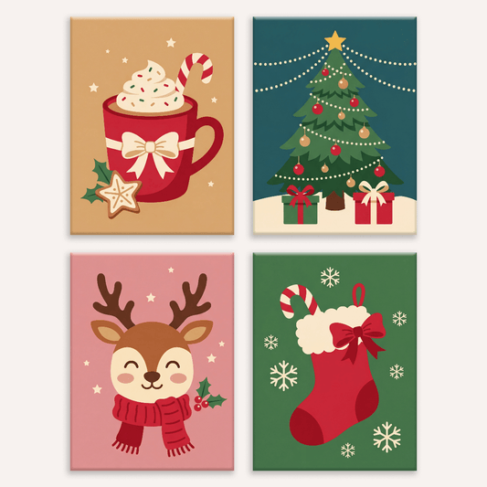 Weihnachtsstimmung – 4er Mini-Set | Malen nach Zahlen