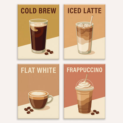 Eiskaffee-Bar – 4er Mini-Set | Malen nach Zahlen