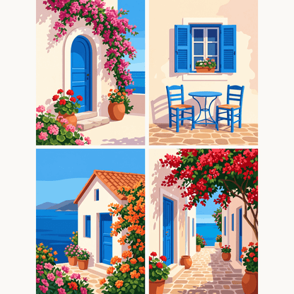 Griechischer Charme – 4er Mini-Set | Malen nach Zahlen