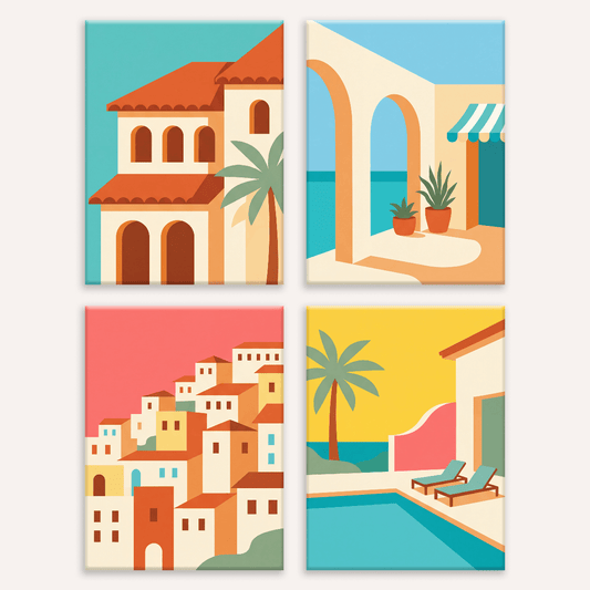 Riviera-Tage – 4er Mini-Set | Malen nach Zahlen