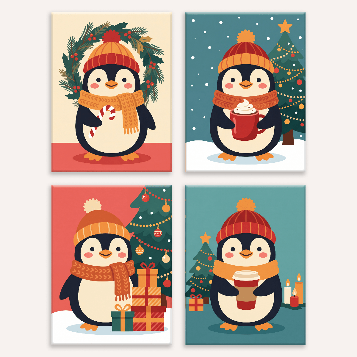 Kleine Winterfreude – 4er Mini-Set | Malen nach Zahlen