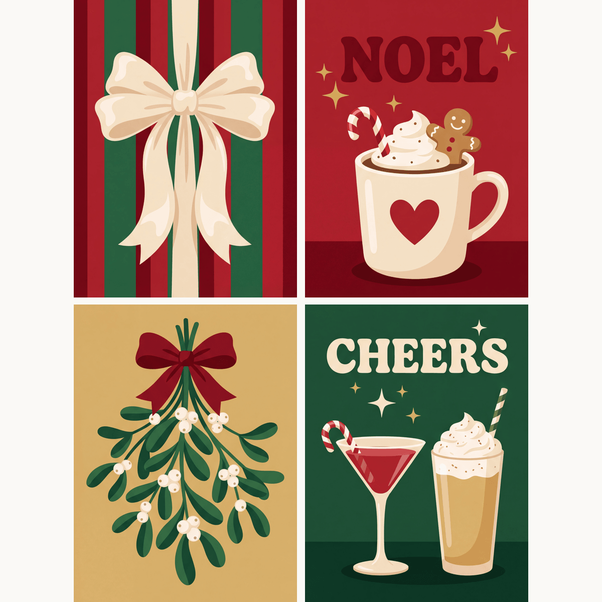 Weihnachtszeit – 4er Mini-Set | Malen nach Zahlen
