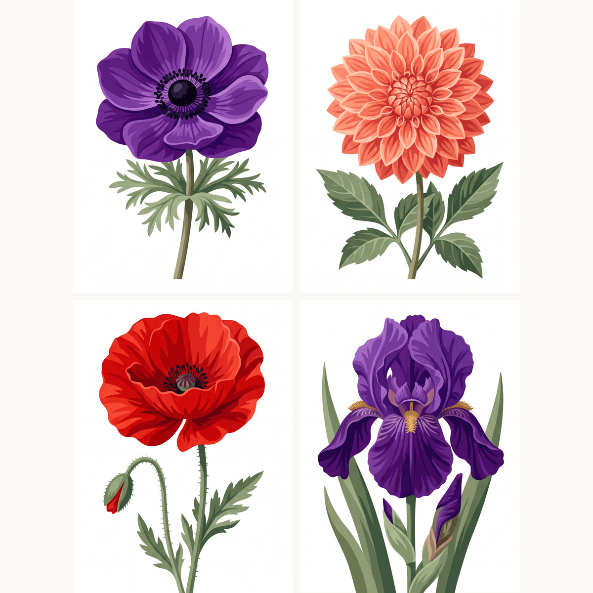 Wildblumen-Tagebuch – 4er Mini-Set | Malen nach Zahlen