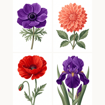 Wildblumen-Tagebuch – 4er Mini-Set | Malen nach Zahlen