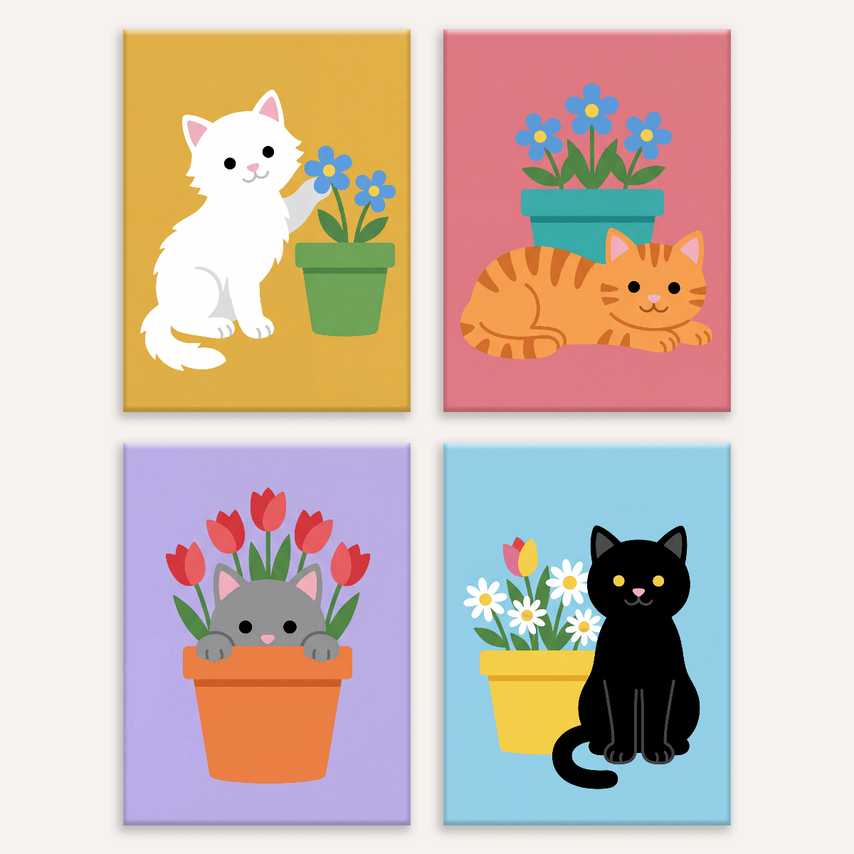Kleine Glückssprossen – 4er Mini-Set | Malen nach Zahlen