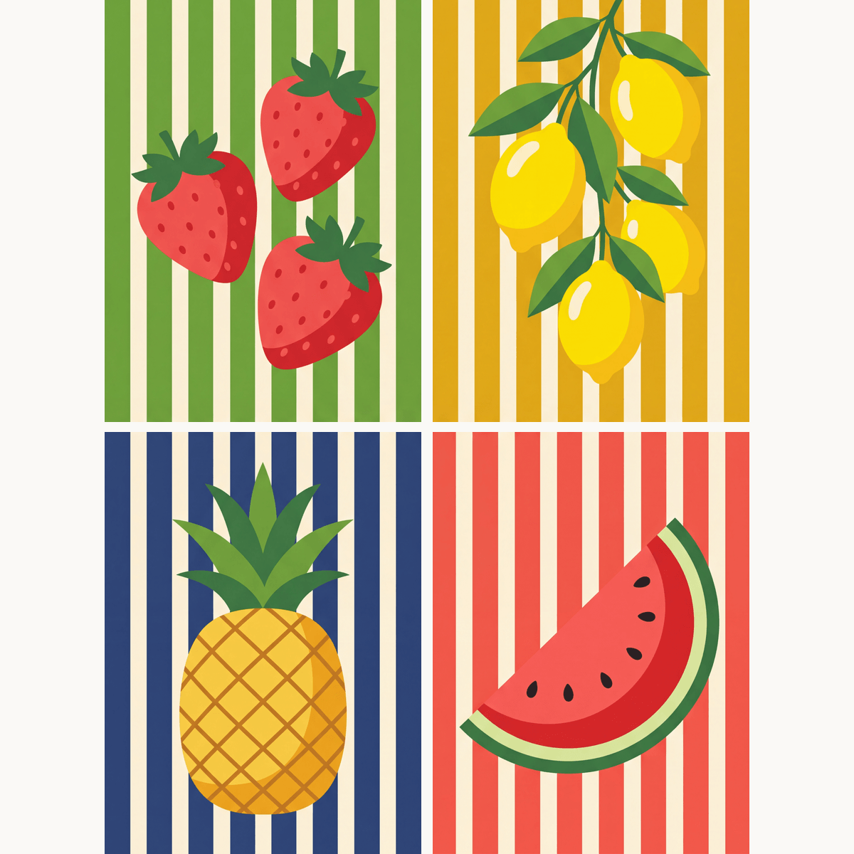 Sommerstreifen – 4er Mini-Set | Malen nach Zahlen